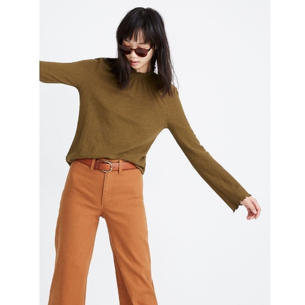 Madewell Texture & Thread Ruffle Mockneck Top